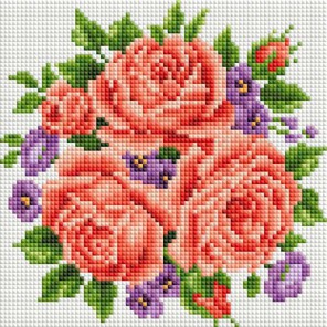 Розы и фиалки Алмазная вышивка мозаика на подрамнике Белоснежка