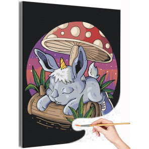 Зайчик единорог Мифология Животные Кролик Для детей Детские Символ года Раскраска картина по номерам на холсте