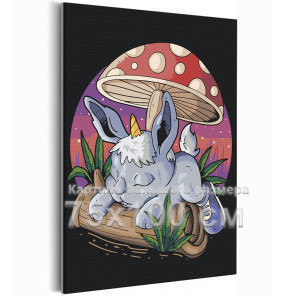 Зайчик единорог Мифология Животные Кролик Для детей Детские Символ года 75х100 Раскраска картина по номерам на холсте