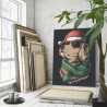 Золотистый ретривер в шапке Санта Клауса / Животные / Собаки 60х80 Раскраска картина по номерам на холсте
