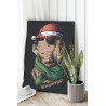 Золотистый ретривер в шапке Санта Клауса / Животные / Собаки 75х100 Раскраска картина по номерам на холсте
