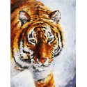 Тигр на снегу Раскраска картина по номерам на холсте Белоснежка