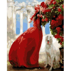 Девушка в красном Раскраска картина по номерам акриловыми красками на холсте Русская живопись
