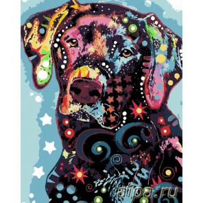 Собака цветная Раскраска картина по номерам акриловыми красками на холсте Русская живопись