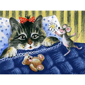 Кот и мышка Раскраска картина по номерам акриловыми красками на холсте Белоснежка