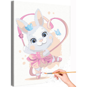 Белый кролик балерина Детские Для малышей Для девочек Раскраска картина по номерам на холсте