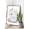 Белый кролик с малышом Для девочек 60х80 Раскраска картина по номерам на холсте