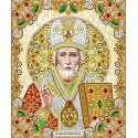 Святой Николай в жемчуге и кристаллах Канва с рисунком для вышивки Благовест