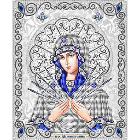  Богородица Семистрельная в жемчуге Канва с рисунком для вышивки Благовест ЖС-4011
