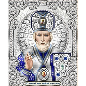  Святой Николай в жемчуге Канва с рисунком для вышивки Благовест ЖС-5003