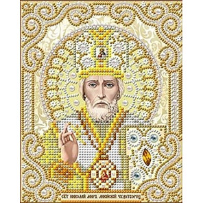  Святой Николай в жемчуге Канва с рисунком для вышивки Благовест ЖС-5006