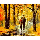 Пара в осеннем лесу Раскраска картина по номерам акриловыми красками на холсте Menglei