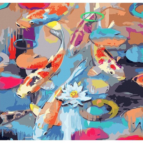 Радужные рыбки Раскраска картина по номерам акриловыми красками Color Kit