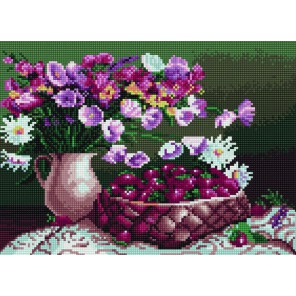 Цветы и ягоды Алмазная вышивка мозаика с рамкой Цветной