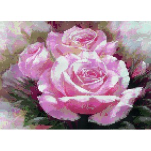 Нежные розы Алмазная вышивка мозаика с рамкой Цветной