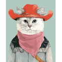 Ковбойский кот Раскраска по номерам на холсте Menglei