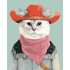 Ковбойский кот Раскраска по номерам акриловыми красками на холсте Menglei