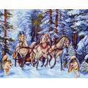 Мчится тройка Канва с рисунком для вышивания Матренин Посад