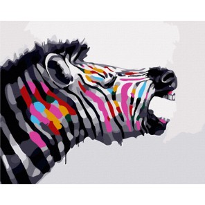 Разноцветная зебра Раскраска по номерам акриловыми красками на холсте Menglei