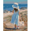Девочка на море Раскраска картина по номерам на холсте Menglei