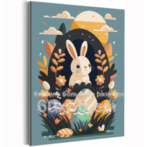 Заяц и крашенные яйца Животные Раскраска картина по номерам на холсте