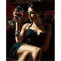 Девушка с бокалом Раскраска картина по номерам на холсте Menglei