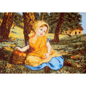 Девочка с корзиной яблок Канва жесткая с рисунком для вышивки Gobelin L