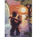 Пара у водопада Канва жесткая с рисунком для вышивки Gobelin L