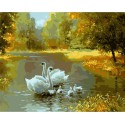 Семейство лебедей Раскраска картина по номерам на холсте Menglei
