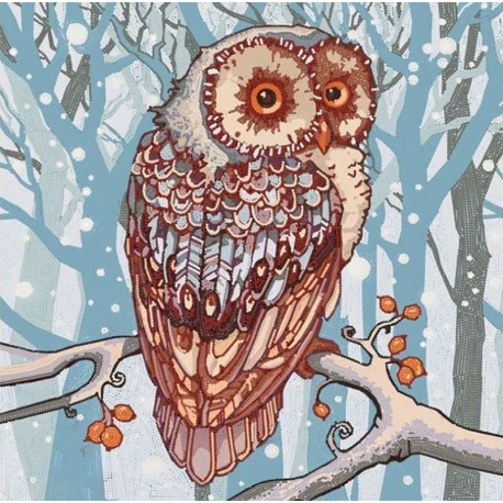  Снежная сова Канва с рисунком для вышивки бисером Конек 8421