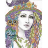  Девушка с совой Канва с рисунком для вышивки бисером Конек 8437