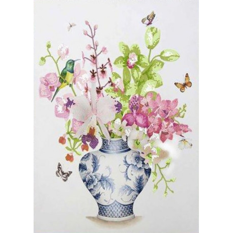  Букет из орхидей Канва с рисунком для вышивки бисером Конек 8452