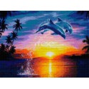 Дельфины на закате Алмазная вышивка мозаика Iteso