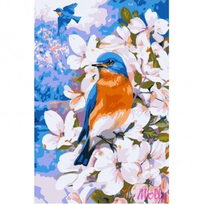 Весенние птицы Раскраска картина по номерам акриловыми красками на холсте Molly