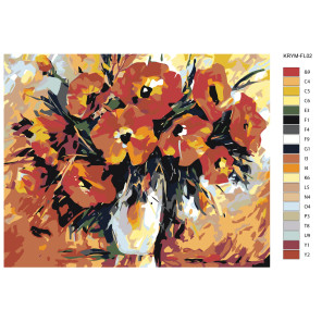 Количество цветов и сложность Букет маков Раскраска картина по номерам на холсте KRYM-FL02