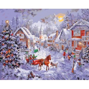 Рождественская улица Раскраска картина по номерам акриловыми красками на холсте Iteso | Картину по номерам купить