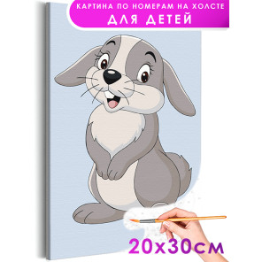 Серый заяц Животные Кролик Для детей Детские Для мальчиков Для девочек Легкая Маленькая Раскраска картина по номерам на холсте