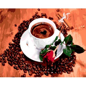 Чашка ароматного кофе Раскраска картина по номерам акриловыми красками на холсте Iteso | Картину по номерам купить