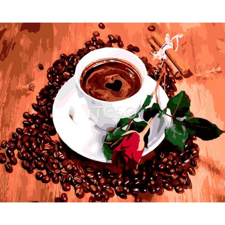 Чашка ароматного кофе Раскраска картина по номерам акриловыми красками на холсте Iteso | Картину по номерам купить