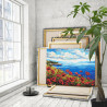 Красные маки на берегу моря Цветы Морской Пейзаж Природа Лето 100х125 Раскраска картина по номерам на холсте