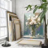 Белые цветы в прозрачной вазе Букет Натюрморт Лилии Интерьерная Раскраска картина по номерам на холсте