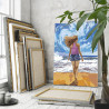 Девушка на фоне моря и неба Морской пейзаж Пляж Океан Люди Женщина 80х120 Раскраска картина по номерам на холсте