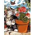Котенок и бабочка Раскраска картина по номерам на холсте