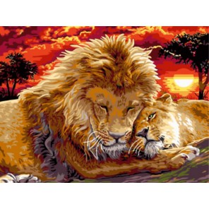 Лев с львицей Раскраска картина по номерам акриловыми красками на холсте