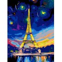Ночной Париж Раскраска картина по номерам на холсте