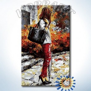 DZ3050006 Девушка с зонтиком Раскраска картина по номерам акриловыми красками на холсте Hobbart