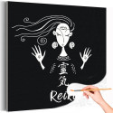 Эзотерика / Девушка на черном фоне / Йога, медитация Раскраска картина по номерам на холсте