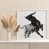 Графичный бык Животные Черно-белые Раскраска картина по номерам на холсте