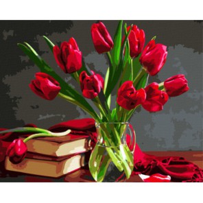 GX8115 Букет красных тюльпанов Раскраска картина по номерам акриловыми красками на холсте
