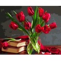 Букет красных тюльпанов Раскраска картина по номерам на холсте